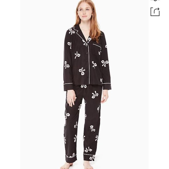kate spade Other - kate spade Brushed Twill Long PJ Set In Bows XS